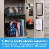 imageLockerMate 7Piece Locker Organizer Kit Includes Locker Shelf Mirror Whiteboard Storage Cup ampamp Dry Erase Marker  BlackBlack