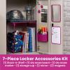 imageLockerMate 7Piece Locker Organizer Kit Includes Locker Shelf Mirror Whiteboard Storage Cup ampamp Dry Erase Marker  BlackPink
