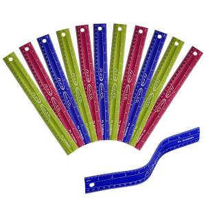 imageIts Academic Flexi Rulers 12 Inches and 30 Cms Flexible Plastic Straight Edges Perfect for Teachers Classrooms 3 Bright Colors 12 PackPinkBlueGreen