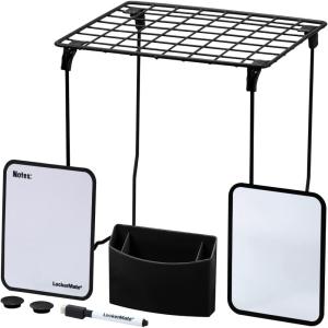 imageLockerMate 7Piece Locker Organizer Kit Includes Locker Shelf Mirror Whiteboard Storage Cup ampamp Dry Erase Marker  BlackBlack