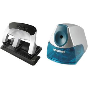 imageBostitch 3 Hole Punch 40 Sheets Ez Squeeze All Metal  Electric Pencil Sharpener StallFree Motor Safety Switch 7yr Warranty