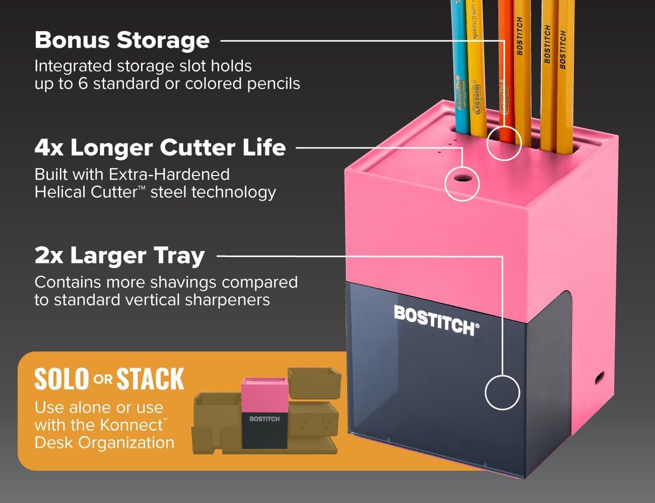 imageBostitch Konnect Rechargeable Pencil Sharpener USBC AutoStop Helical Cutter Portable Electric Sharpener for No2Colored Pencils Home Office Classroom PinkPink