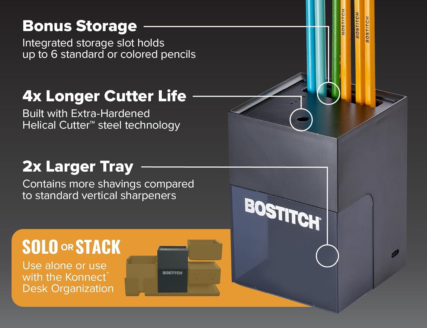 imageBostitch Konnect Rechargeable Pencil Sharpener USBC AutoStop Helical Cutter Portable Electric Sharpener for No2Colored Pencils Home Office Classroom PinkBlack