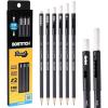 imageBostitch WoodCased Pencil Plus Retractable Eraser American Cedar Wood 2 HB Round Matte Black Presharpened Six PackSix pack