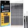imageBostitch WoodCased Pencil Plus Retractable Eraser American Cedar Wood 2 HB Round Matte Black Presharpened Six PackTen Pack