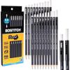 imageBostitch WoodCased Pencil Plus Retractable Eraser American Cedar Wood 2 HB Round Matte Black Presharpened Six PackTwenty Pack