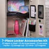image:imageLockerMate AdjustAShelf 6Piece Locker Accessories Set Extends to Fit Your Locker Includes Storage Drawer Mirror Whiteboard Storage Cup Navy Blue 50924KITNVYBlack