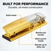 image:imageBostitch 3 Hole Paper Punch 15 Sheet Capacity Metal Office Hole Puncher with Chip Tray NonSlip Base 932 Holes Perfect for Binders School Home amp Office Gold1 Pack