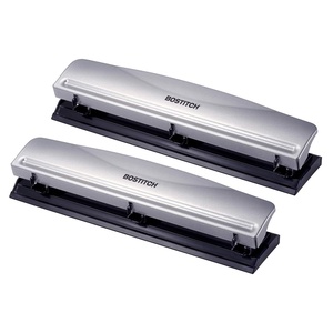 image:imageBostitch 3 Hole Paper Punch 15 Sheet Capacity Metal Office Hole Puncher with Chip Tray NonSlip Base 932 Holes Perfect for Binders School Home amp Office Gold2 Pack