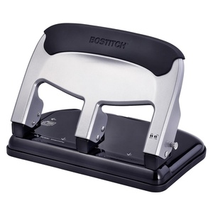 image:imageBostitch EZ Squeeze 3 Hole Paper Punch 40 Sheet Capacity Heavy Duty Metal Office Hole Puncher with Chip Tray NonSlip Base amp Paper Guide 932 Holes for Binders School amp Home OfficeSilver