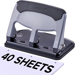 image:imageBostitch EZ Squeeze 3 Hole Paper Punch 40 Sheet Capacity Heavy Duty Metal Office Hole Puncher with Chip Tray NonSlip Base amp Paper Guide 932 Holes for Binders School amp Home OfficeSlate